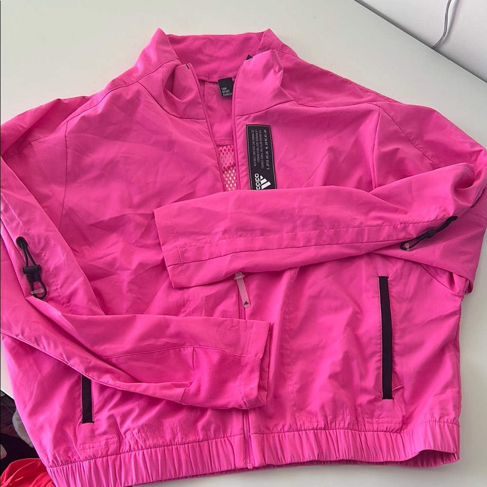 Adidas Fuchsia Windbreaker with Black Accents